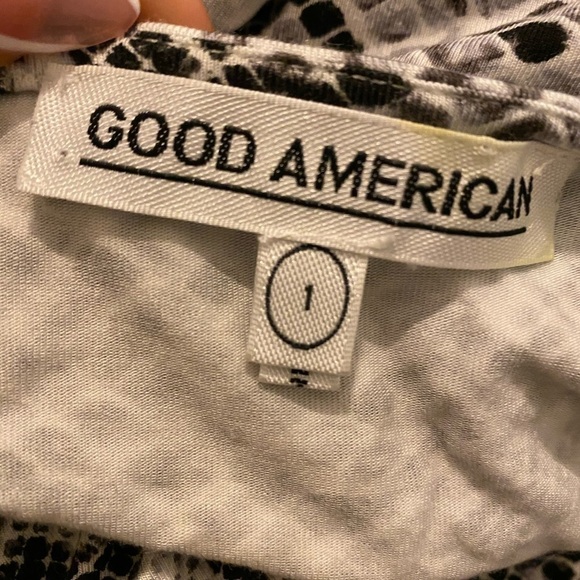 Good American Dress Runaround Wrap Midi Dress in Python Black White - Picture 3 of 8